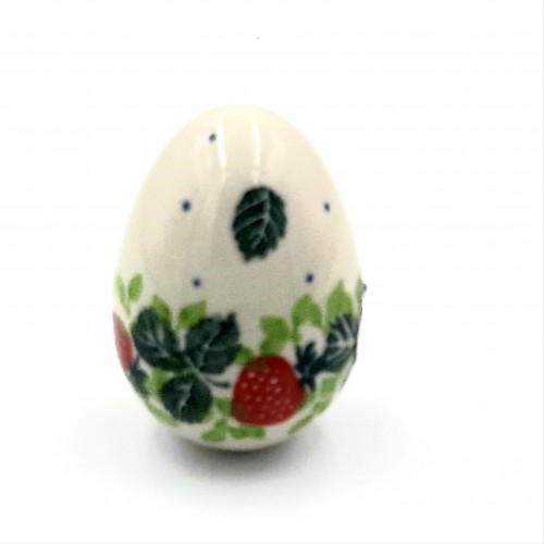 Jajko wielkanocne w poziomki z ceramiki bolesławieckiej h:5,8 cm