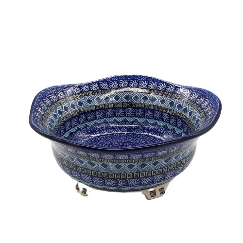 Miska na sałatkę na stopkach V:1,7 l, motyw geometryczny