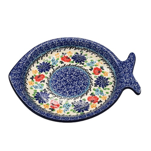Talerz ryba 22,5x19,0 cm, z motywem kwiatowym