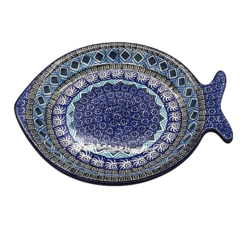 Talerz ryba 22,5x19,0 cm, z motywem geometrycznym