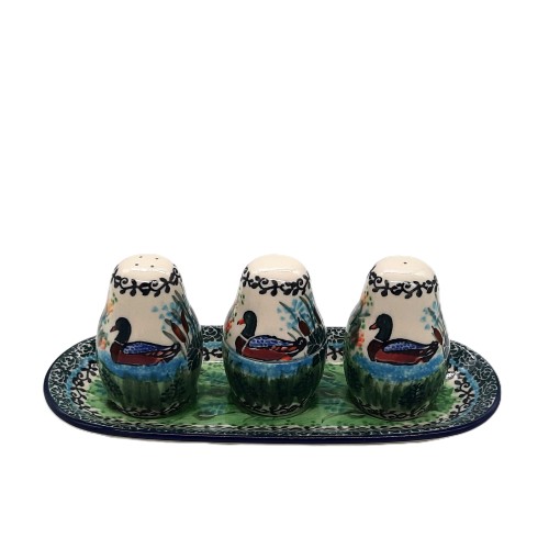 Komplet sól, wykałaczki,pieprz unikat, kaczka