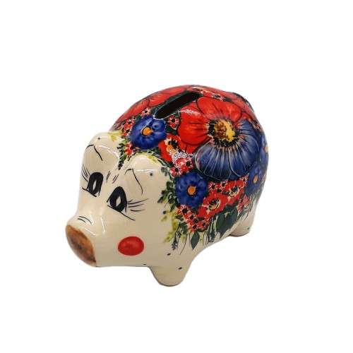 Świnka skarbonka, unikat,kwiaty
