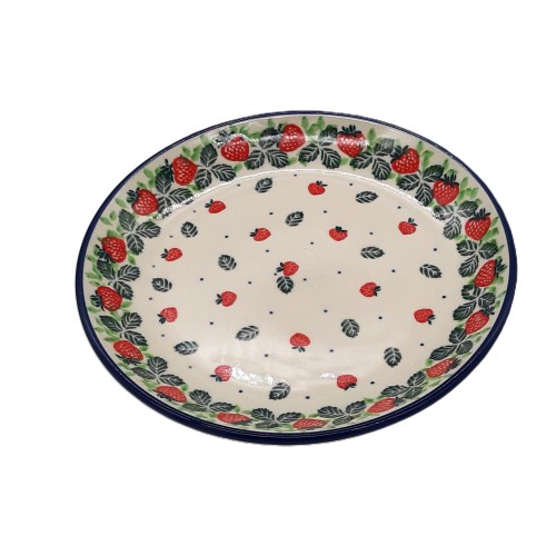 Talerz deserowy 19,9cm,poziomki Ceramika Bolesławiec