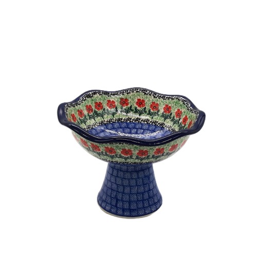 Patera na stopce z motywem kwiatowym