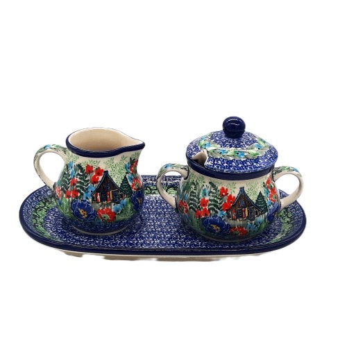 Zestaw cukiernica, mlecznik V:0,2 l, unikat,domek