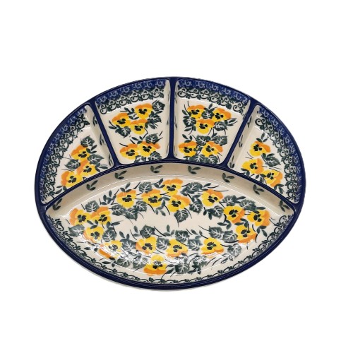 Talerz dzielony na przystawki 21,5 cm, bratki