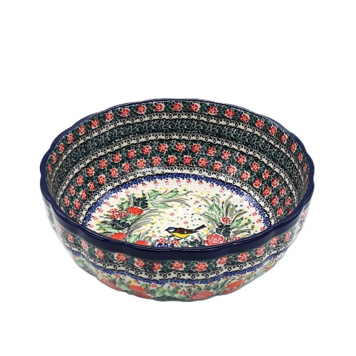 Miska na owoce,sałatkę V: 3,0 l Unikat z motywem ptaszka