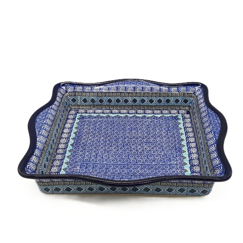 Salaterka kwadratowa 29,5/29,5 cm, motyw geometryczny