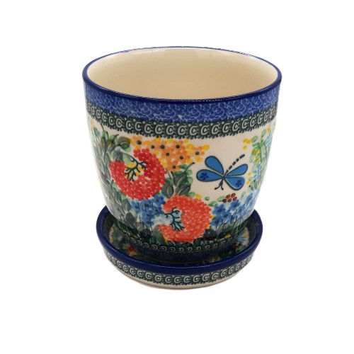 copy of Doniczka ceramiczna Bolesławiec 14,5 cm z podstawką rękodzieło