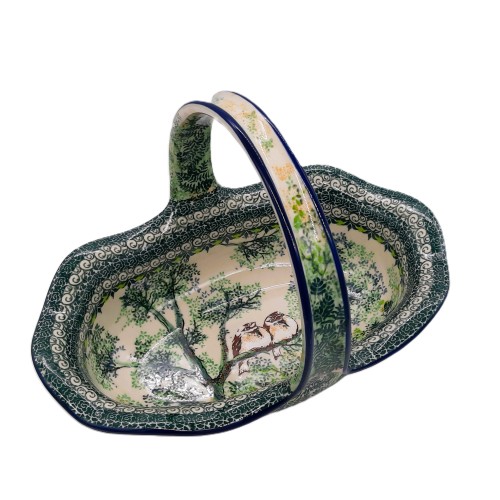 Koszyk, salaterka, motyw leśny z wróbelkami, unikat