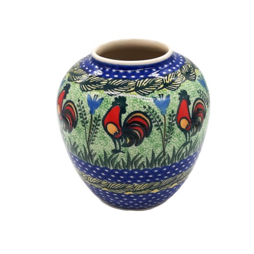 Wazon na kwiaty H: 16,0 cm, unikat, koguty