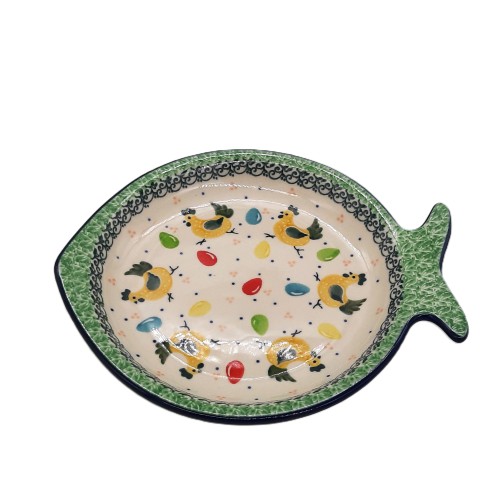 copy of Talerz ryba 22,5x19,0 cm, żółte ptaki