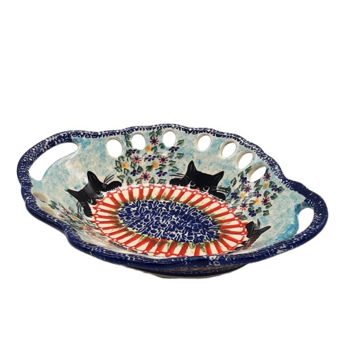 Owocarka ażurowa owalna, unikat, koty