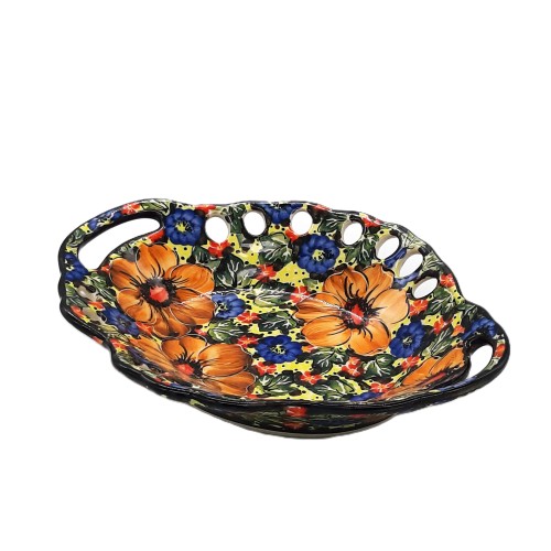 Owocarka ażurowa owalna, unikat, motyw kwiatowy