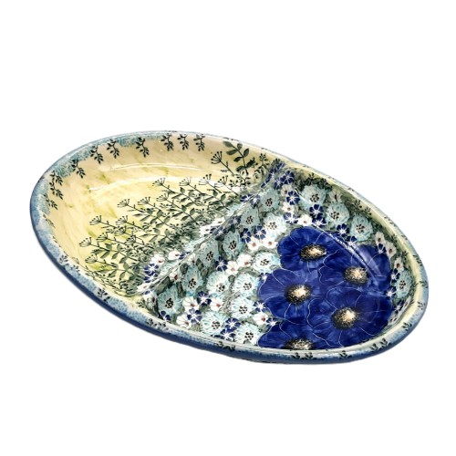 Półmisek dzielony 35,5x24cm unikat, kopry