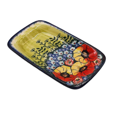 Półmisek prosty 15,0 X 24,5 cm, unikat, kwiaty