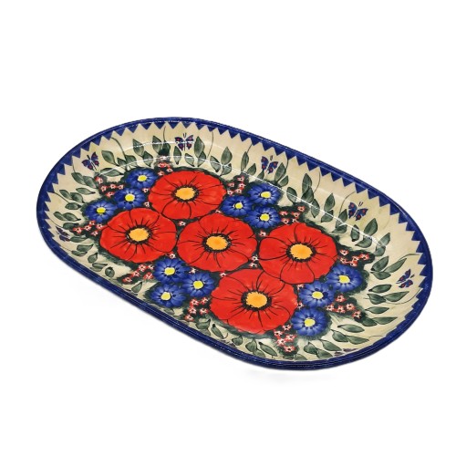 Półmisek, unikat 33,0 X 21,5 cm, maki