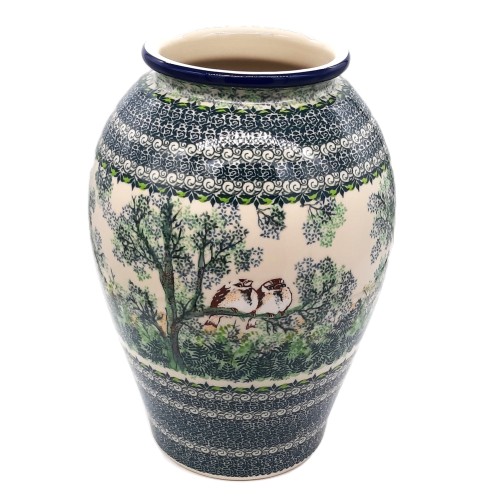 Wazon unikat H: 32,0 CM ,wróbelki na gałęzi