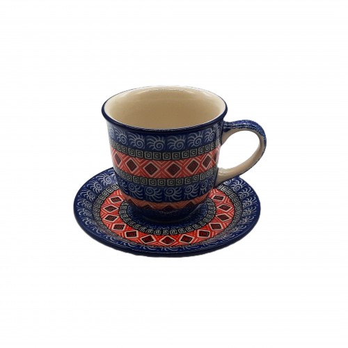 Filiżanka do kawy , herbaty V: 0,3 l, motyw geometryczny