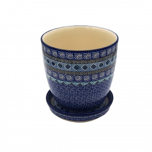 copy of Doniczka ceramiczna Bolesławiec 14,5 cm z podstawką rękodzieło