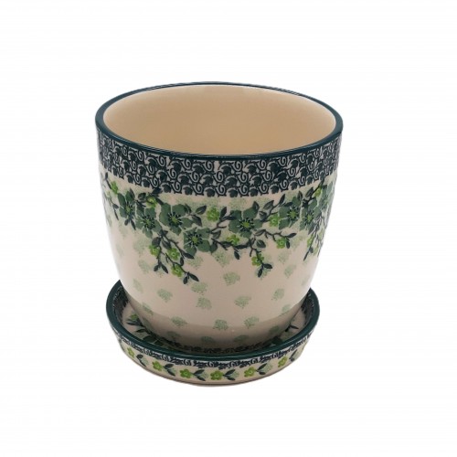 copy of Doniczka ceramiczna Bolesławiec 14,5 cm z podstawką rękodzieło