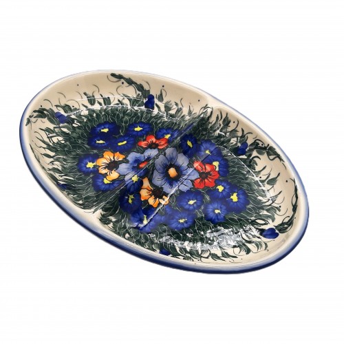Półmisek dzielony 35,5x24cm unikat, trawka